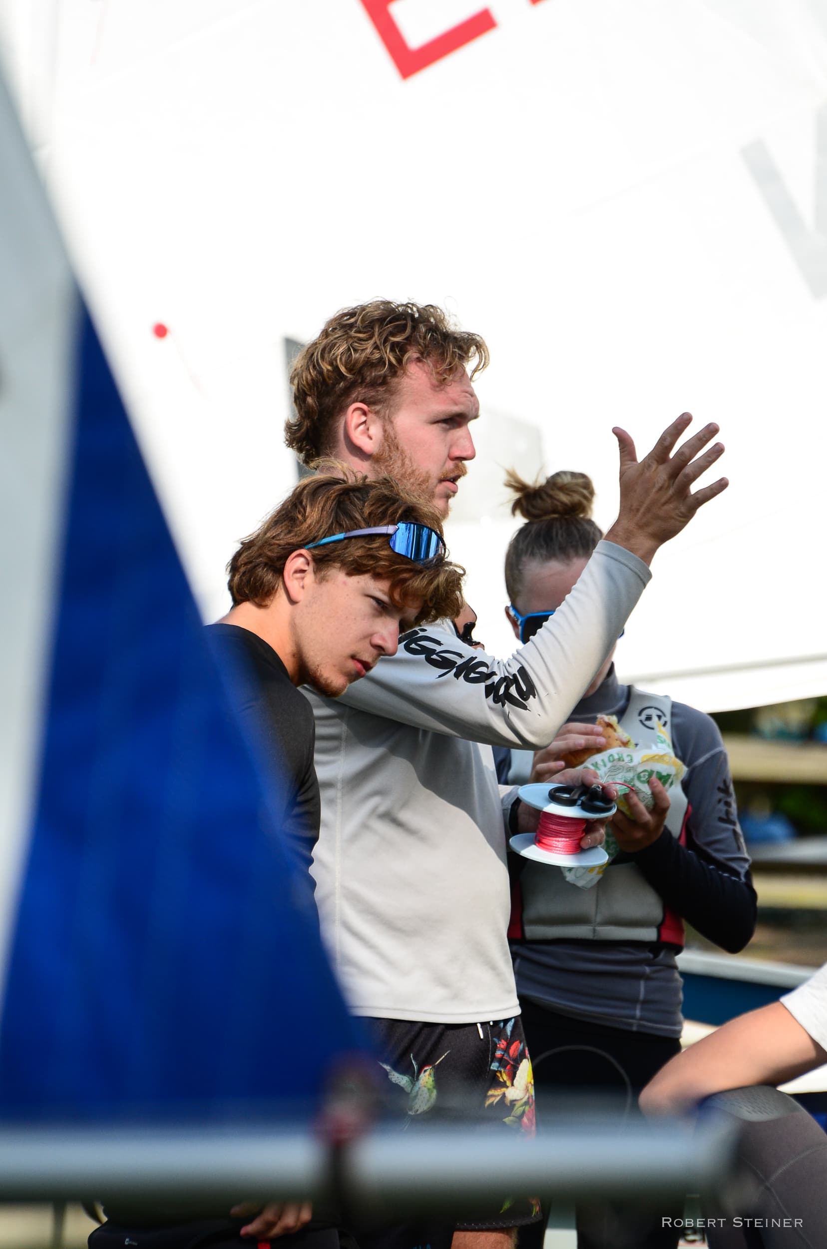 Marek Beylich coaching on the water